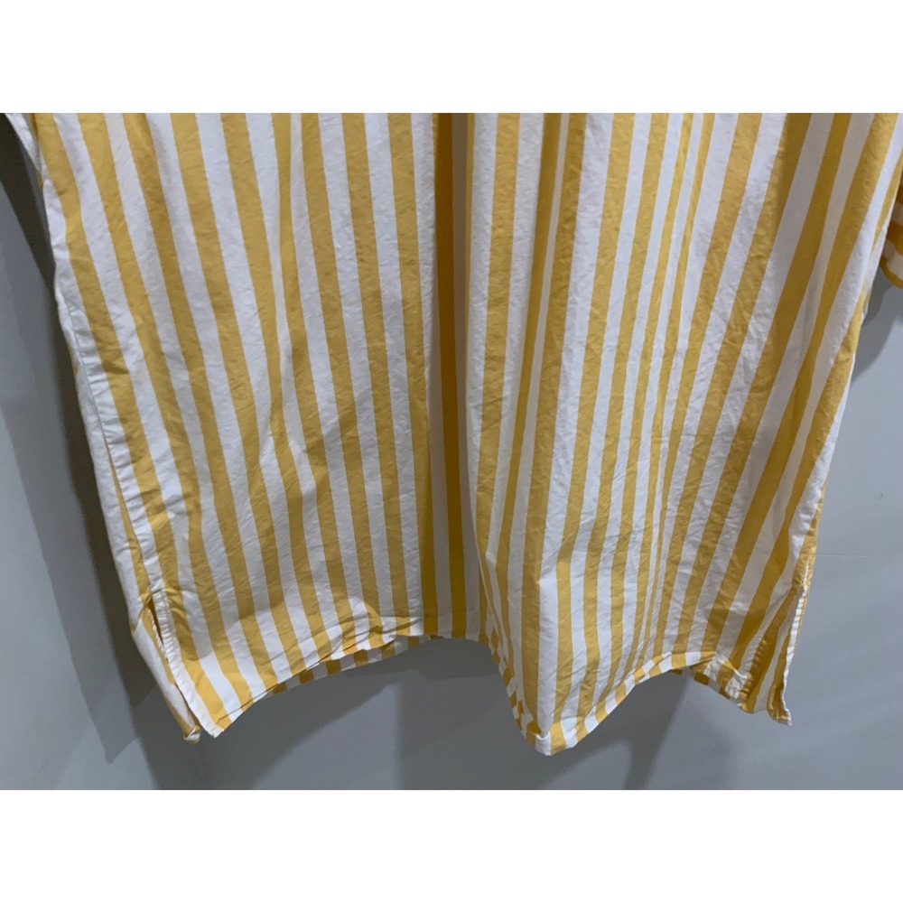 Style & Co Yellow White Striped Button Down Shirt Dress XL Long Sleeve Pocket - Picture 9 of 13
